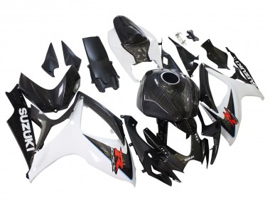 Billige Schwarz Weiß Carbonfaser Stil 2006-2007 Suzuki GSXR 600/750 Motorrad Verkleidung