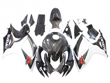 Billige Schwarz Weiß Carbonfaser Stil 2006-2007 Suzuki GSXR 600/750 Motorrad Verkleidung
