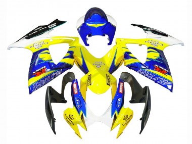 Billige Weiß Blau Gelb Corona Alstare 2006-2007 Suzuki GSXR 600/750 Motorrad Verkleidung