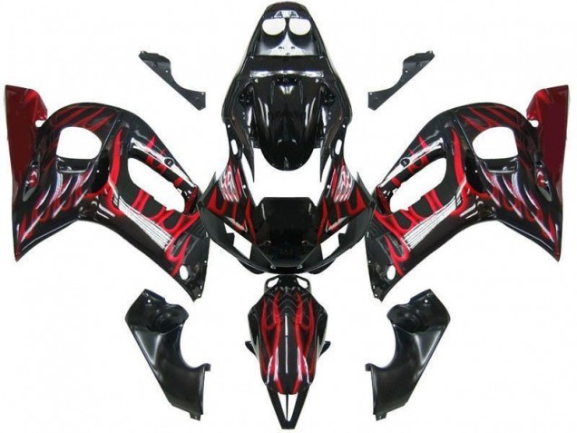 Billige Schwarz rote Flamme R6 1998-2002 Motorrad Verkleidungen