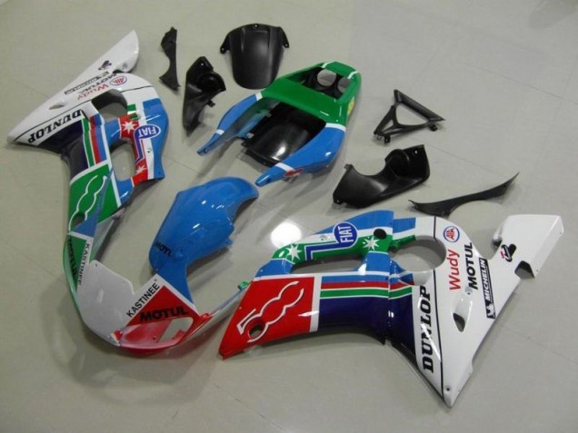 Billige Blau Weiß Grün Rot Wudy Motul Dunlop R6 1998-2002 Motorrad Verkleidungen