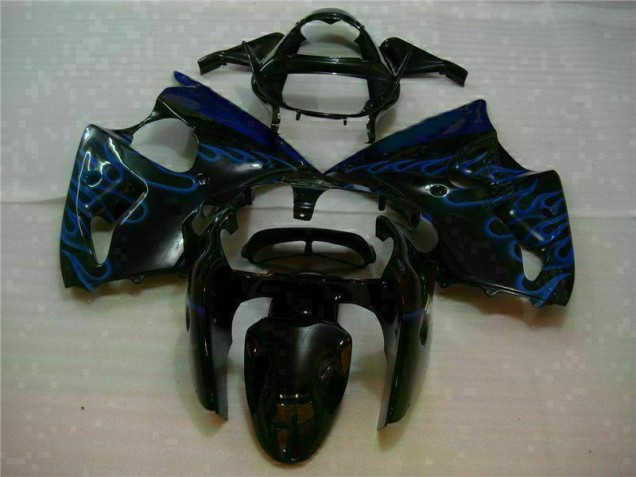 Billige Schwarz mit Blaur Flamme ZX6R 2000-2002 Motorrad Verkleidungen