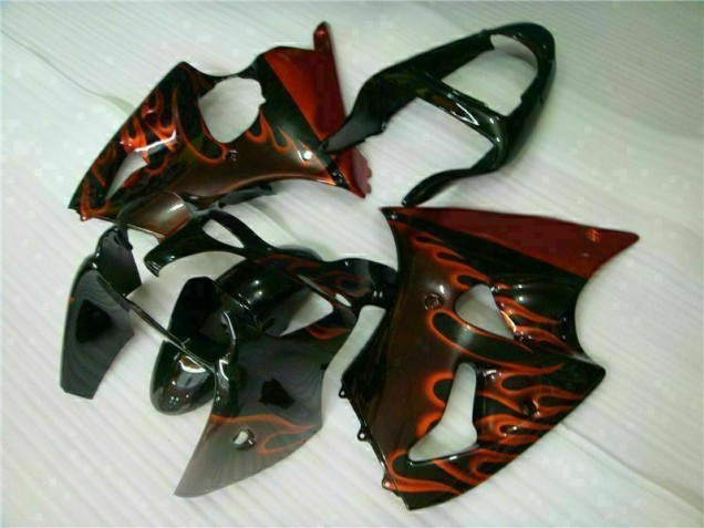 Billige Schwarz rote Flamme ZX6R 2000-2002 Motorrad Verkleidungen Billige Schwarz rote Flamme ZX6R 2000-2002 Motorrad Verkleidungen