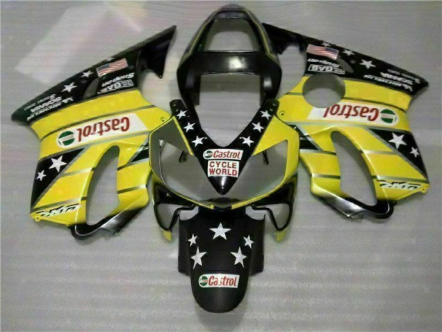 Billige Gelb Schwarz Castrol Cycle World CBR 600 F4i 2001-2003 Motorrad Verkleidungen