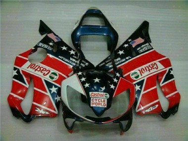 Billige Rot Weiß Blau Castrol Cycle World CBR 600 F4i 2001-2003 Motorrad Verkleidungen