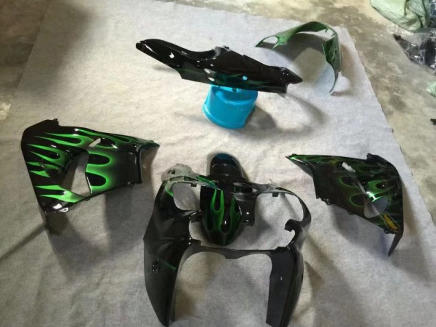 Billige Glänzend Schwarze Grüne Flamme ZX9R 2002-2003 Motorrad Verkleidungen Billige Glänzend Schwarze Grüne Flamme ZX9R 2002-2003 Motorrad Verkleidungen