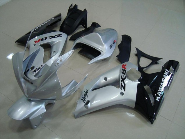 Billige Silber Schwarz ZX6R 2003-2004 Motorrad Verkleidungen