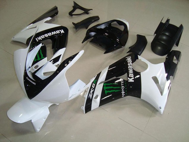 Billige Weiß Monster ZX6R 2003-2004 Motorrad Verkleidung Billige Weiß Monster ZX6R 2003-2004 Motorrad Verkleidung