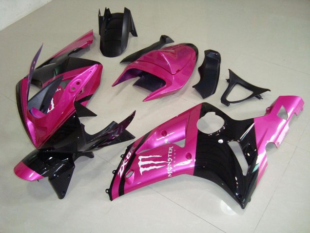 Billige Rosa Schwarz Monster ZX6R 2003-2004 Motorrad Verkleidungen