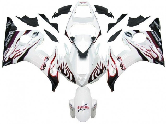 Billige Weiß Schwarz Rot Flamme R6 2003-2005 Motorrad Verkleidungen
