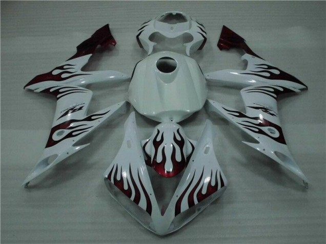 Billige Weiß Rot Flamme R1 2004-2006 Motorrad Verkleidungen Billige Weiß Rot Flamme R1 2004-2006 Motorrad Verkleidungen