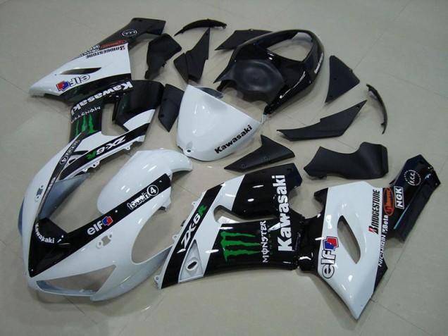 Billige Weiß Monster ZX6R 2005-2006 Motorrad Verkleidungen Billige Weiß Monster ZX6R 2005-2006 Motorrad Verkleidungen