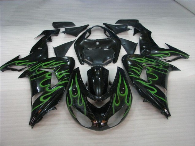 Billige Schwarze Grüne Flamme ZX10R 2006-2007 Motorrad Verkleidungen Billige Schwarze Grüne Flamme ZX10R 2006-2007 Motorrad Verkleidungen