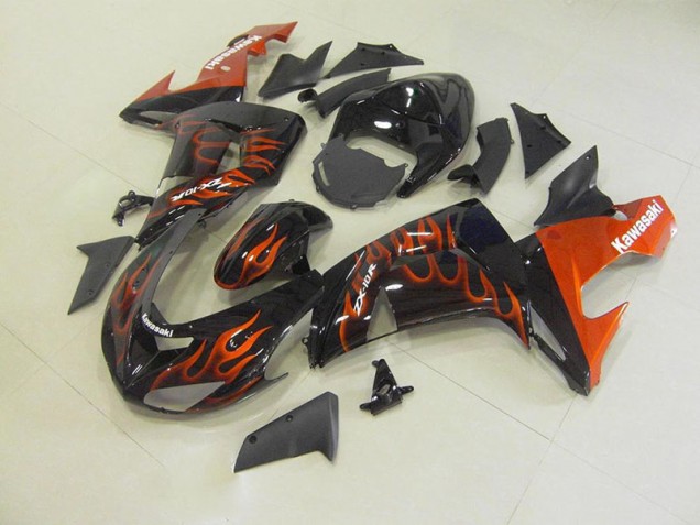 Billige Orange Flamme ZX10R 2006-2007 Motorrad Verkleidungen Billige Orange Flamme ZX10R 2006-2007 Motorrad Verkleidungen