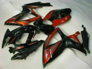Billige Schwarz Rot GSXR 600 / 750 K6 2006-2007 Motorrad Vollverkleidung