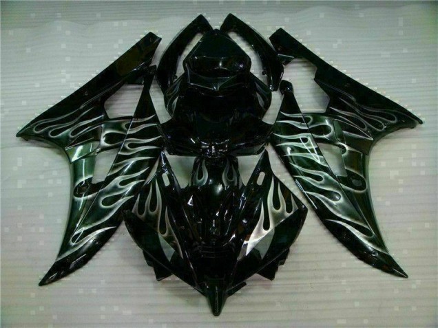 Billige Silber Flamme Schwarz R6 2006-2007 Motorrad Verkleidungen