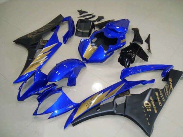Billige Schwarz Blau mit Gold Aufkleber R6 2006-2007 Motorrad Verkleidung Billige Schwarz Blau mit Gold Aufkleber R6 2006-2007 Motorrad Verkleidung