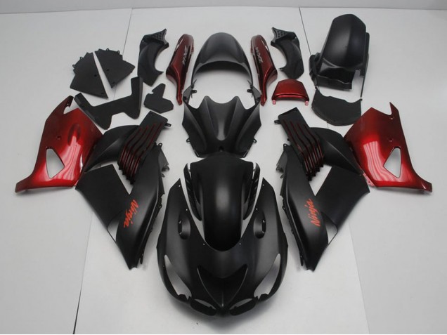 Billige Matt Schwarz und Rot ZX14R ZZR 1400 2006-2011 Motorrad Verkleidungen Billige Matt Schwarz und Rot ZX14R ZZR 1400 2006-2011 Motorrad Verkleidungen