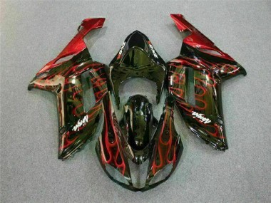Billige Schwarz rote Flamme ZX6R 2007-2008 Motorrad Verkleidungen