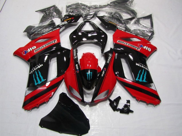 Billige Rot Schwarz Monster ZX6R 2007-2008 Motorrad Verkleidungen Billige Rot Schwarz Monster ZX6R 2007-2008 Motorrad Verkleidungen