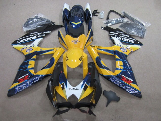 Billige Blau Gelb Corona Extra GSXR 600 K8 2008-2010 Motorrad Verkleidungen