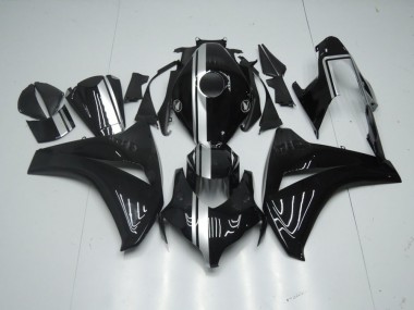 Billige Glänzend Schwarz mit silbernem Streifen CBR 1000 RR 2008-2011 Motorrad Verkleidungen